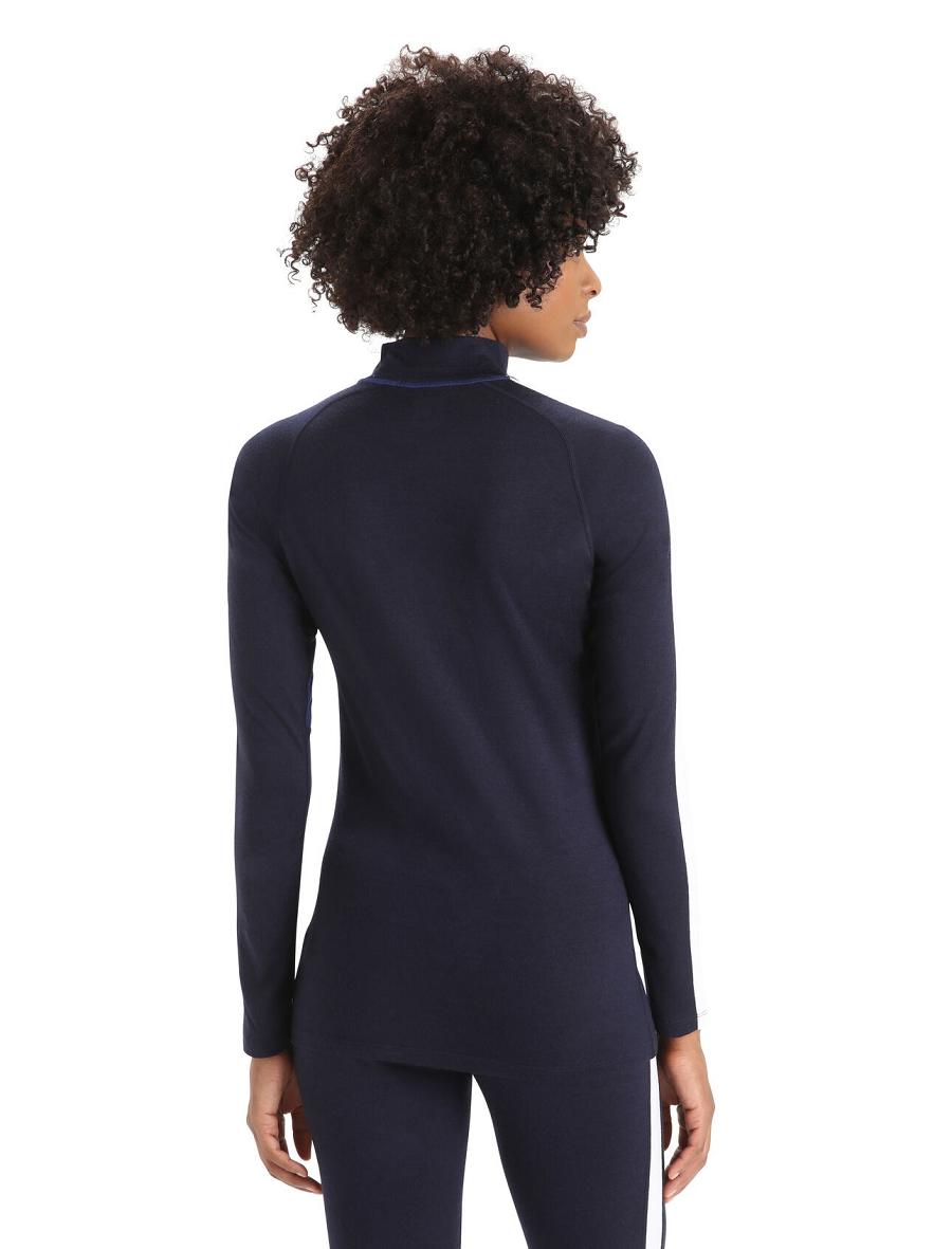 Women's Icebreaker Merino 200 Sonebula Long Sleeve High Neck Thermal Top One Piece & Sets Midnight Navy / Royal Navy | CA 1163VRWD